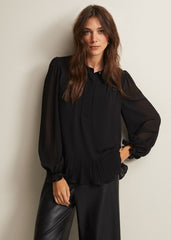 April Black Ruffle Blouse Black
