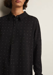 Elowen Embellished Longline Shirt Black