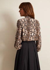 Semira Snake Tie Blouse Neutral