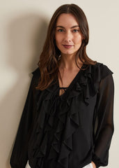 Ivana Ruffle Blouse Black