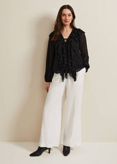 Ivana Ruffle Blouse Black