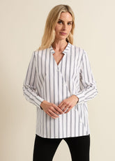 Ashlyn Asymmetric Striped Shirt White