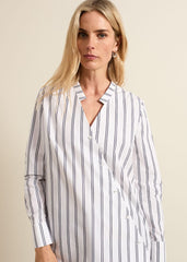 Ashlyn Asymmetric Striped Shirt White