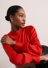 Danica Satin Drape Top Red