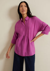 Cynthia Pleat Zip Front Shirt Pink