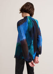 Eleanor Abstract Pleat Blouse Multi-Coloured