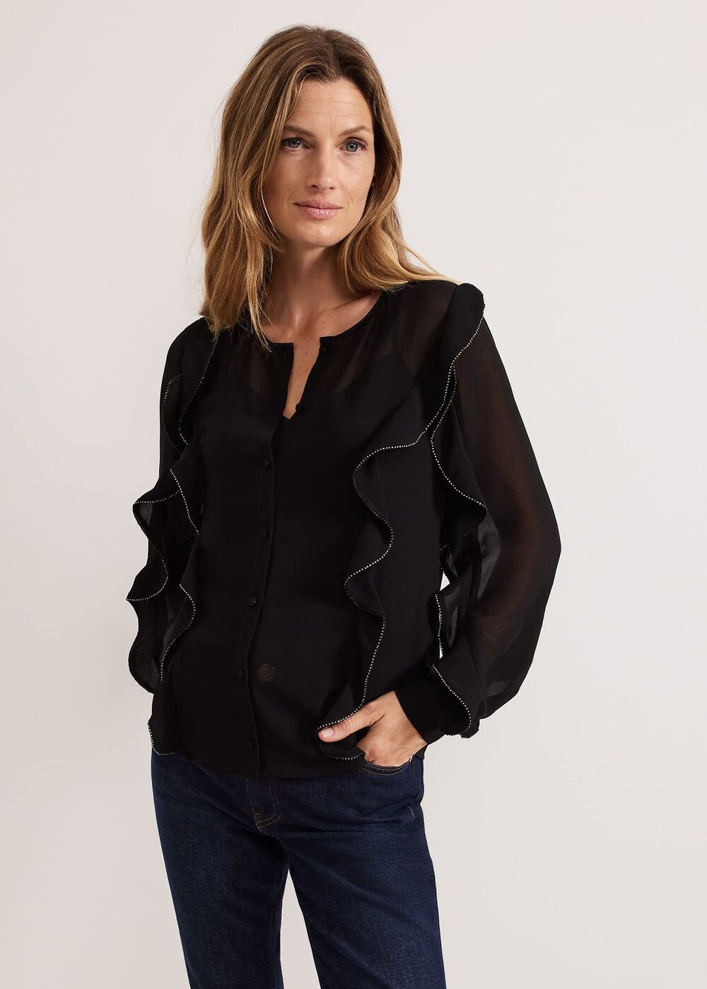 Cordelia Black Ruffle Blouse Black