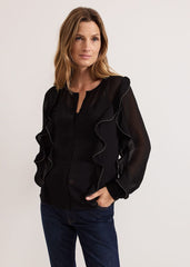 Cordelia Black Ruffle Blouse Black