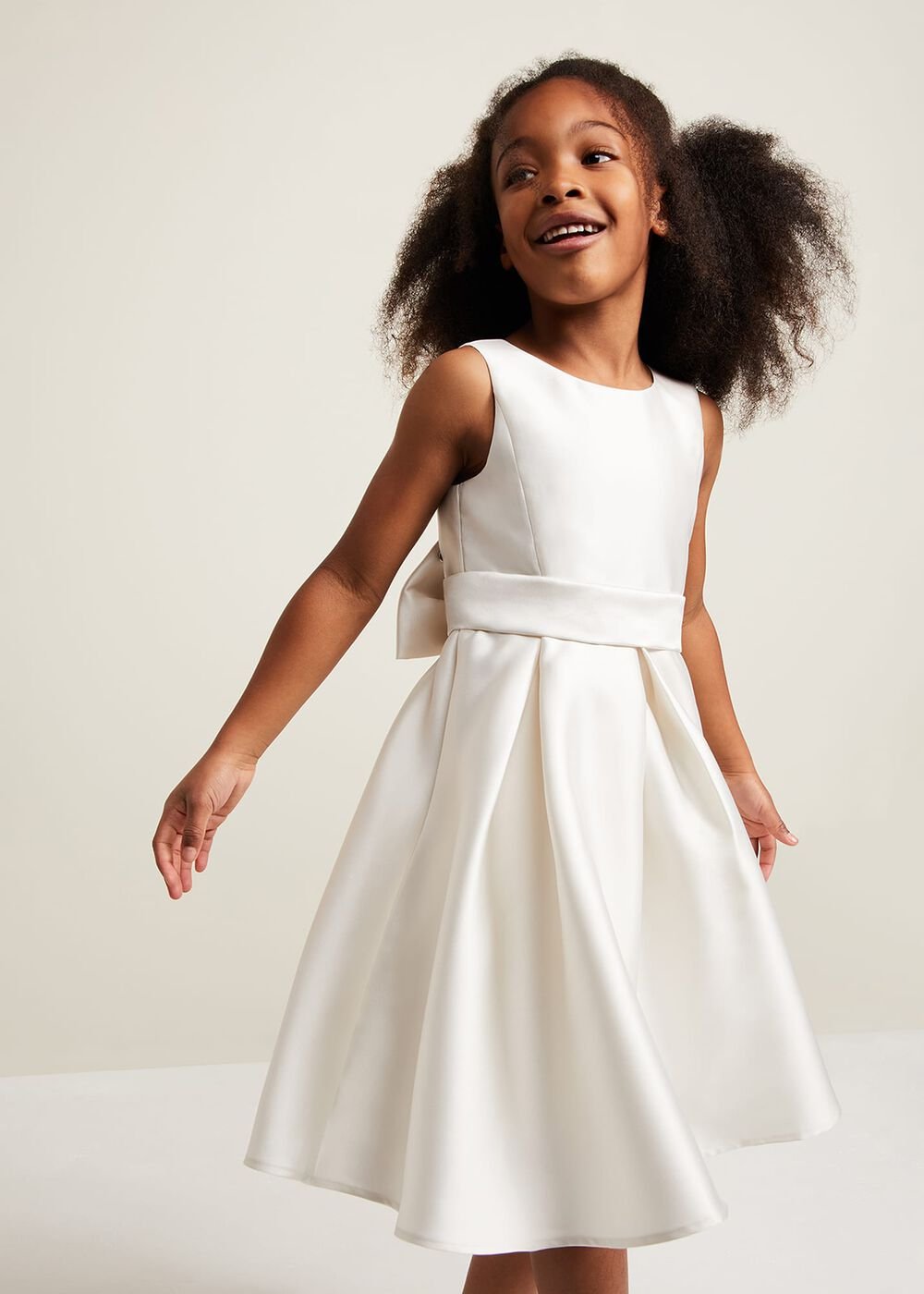 Melody Satin Fit And Flare Dress White