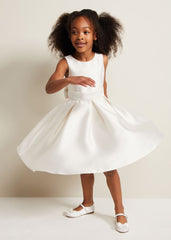 Melody Satin Fit And Flare Dress White