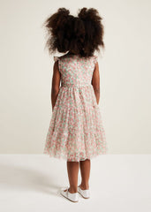 Asha Mesh Floral Smock Dress Multi-Coloured