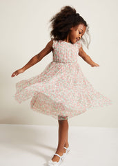 Asha Mesh Floral Smock Dress Multi-Coloured