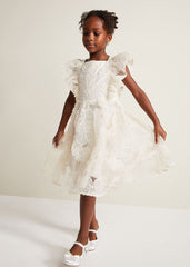 Rosa Lace Applique Smock Dress Cream