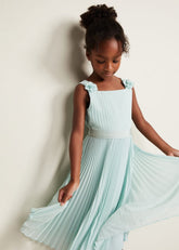 Belle Pleat Dress Pale Blue