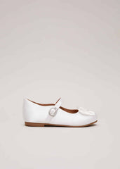 Satin Bow Front Shoes Ivory