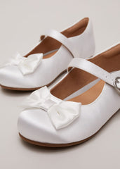 Satin Bow Front Shoes Ivory