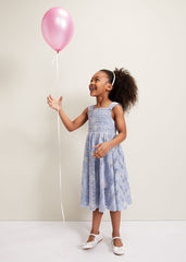 Amelia Embroidered Dress Blue
