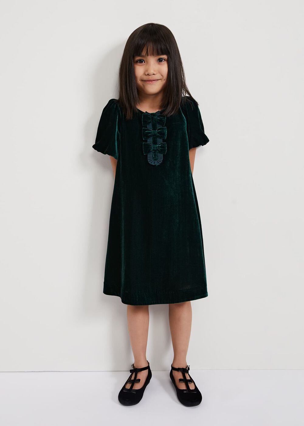 Beatrice Dark Green Velvet Swing Dress Dark Green