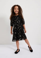 Nala Black Sparkly Smock Dress Black