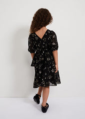 Nala Black Sparkly Smock Dress Black