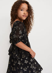 Nala Black Sparkly Smock Dress Black