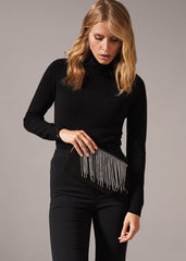 Shae Sparkle Tassel Clutch Bag Black