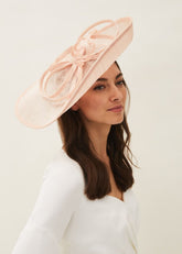 Nude Large Disc Fascinator with Bow Nude