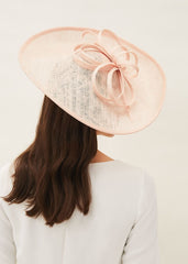 Nude Large Disc Fascinator with Bow Nude