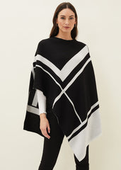 Nel Abstract Print Asymmetric Cape Black/Ivory