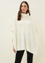 Melly Cable Knit Cape Winter White