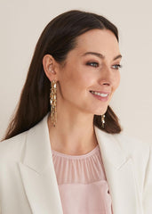 Cluster Leaf Drop Earring Gold