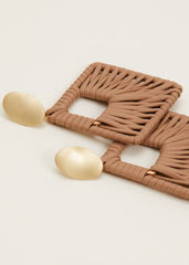 Woven Square Drop Earrings Putty