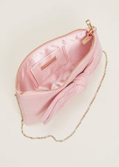 Pink Suede Bow Clutch Bag Pink