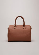 Brown Leather Bowling Bag Camel