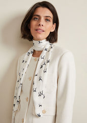 Bow Print Skinny Scarf Black/Ivory