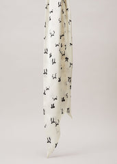 Bow Print Skinny Scarf Black/Ivory