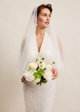 Short Double Tier Veil Ivory