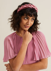 Satin Plaited Headband Pale Pink