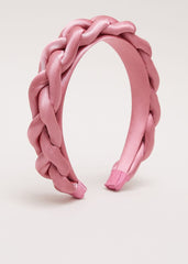 Satin Plaited Headband Pale Pink