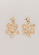 Raffia Oversized Flower Earrings Natural