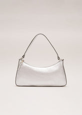 Silver Leather Mini Shoulder Bag Silver