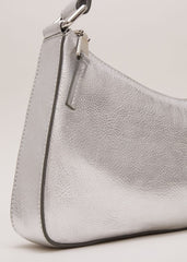Silver Leather Mini Shoulder Bag Silver