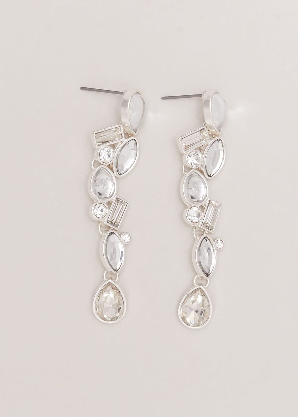 Stone Drop Earrings Silver