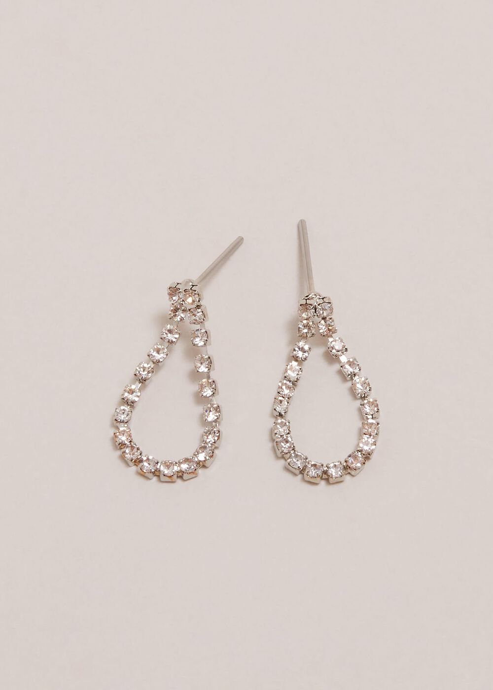 Sparkle Stone Teardrop Earrings Silver
