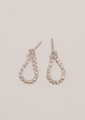 Sparkle Stone Teardrop Earrings Silver