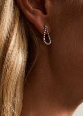 Sparkle Stone Teardrop Earrings Silver