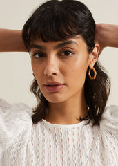 Gold Hexagon Hoop Earrings Set Gold