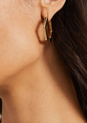 Gold Hexagon Hoop Earrings Set Gold