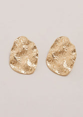Gold Large Textured Circle Stud Earrings Gold