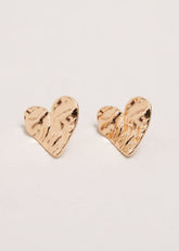 Gold Large Heart Stud Earrings Gold